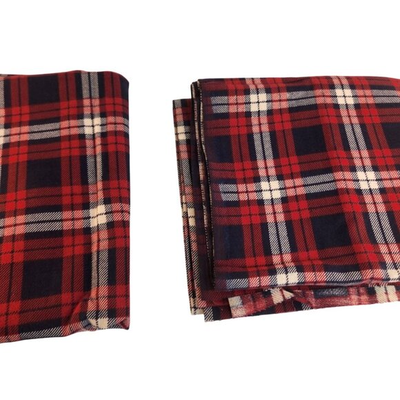 Red Navy White Plaid Flannel Fabric Lot Medium-Weight Sewing Material 1 Yard & 2 - Picture 5 of 8